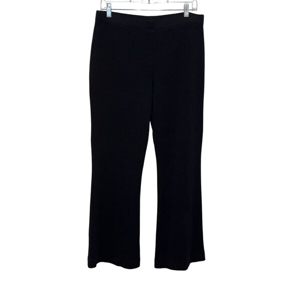 St. John Black High -Rise Pull-On Stretch Fabric Straight-Leg Women's Pants 12 - Picture 1 of 9